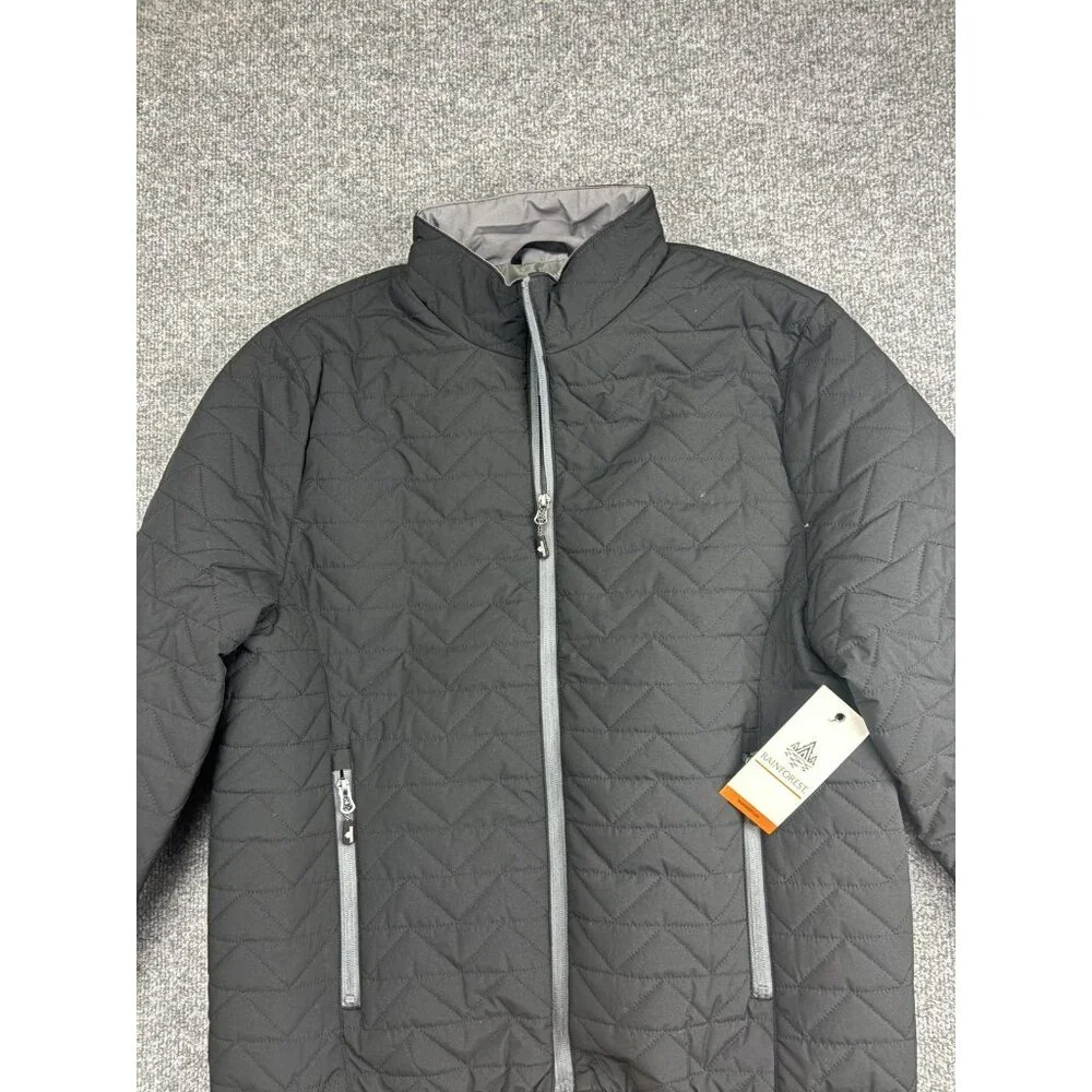 Rainforest Jacket Mens Medium Black Quilted Insulated Full Zip‎ Pockets RF2521